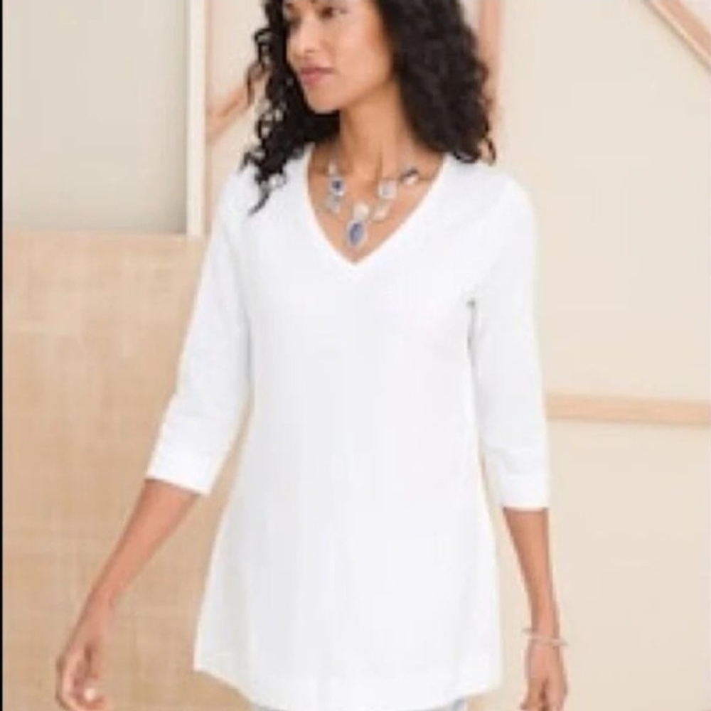 Chico's Zenergy White 3/4 Sleeve Tee Size 1 8-12 Medium